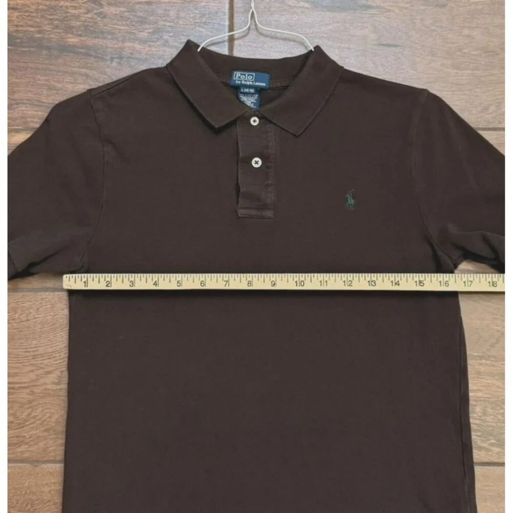 Polo Ralph Lauren Boy's 14/16 Shirt Short Sleeve Brown 100% Cotton Golf Tennis